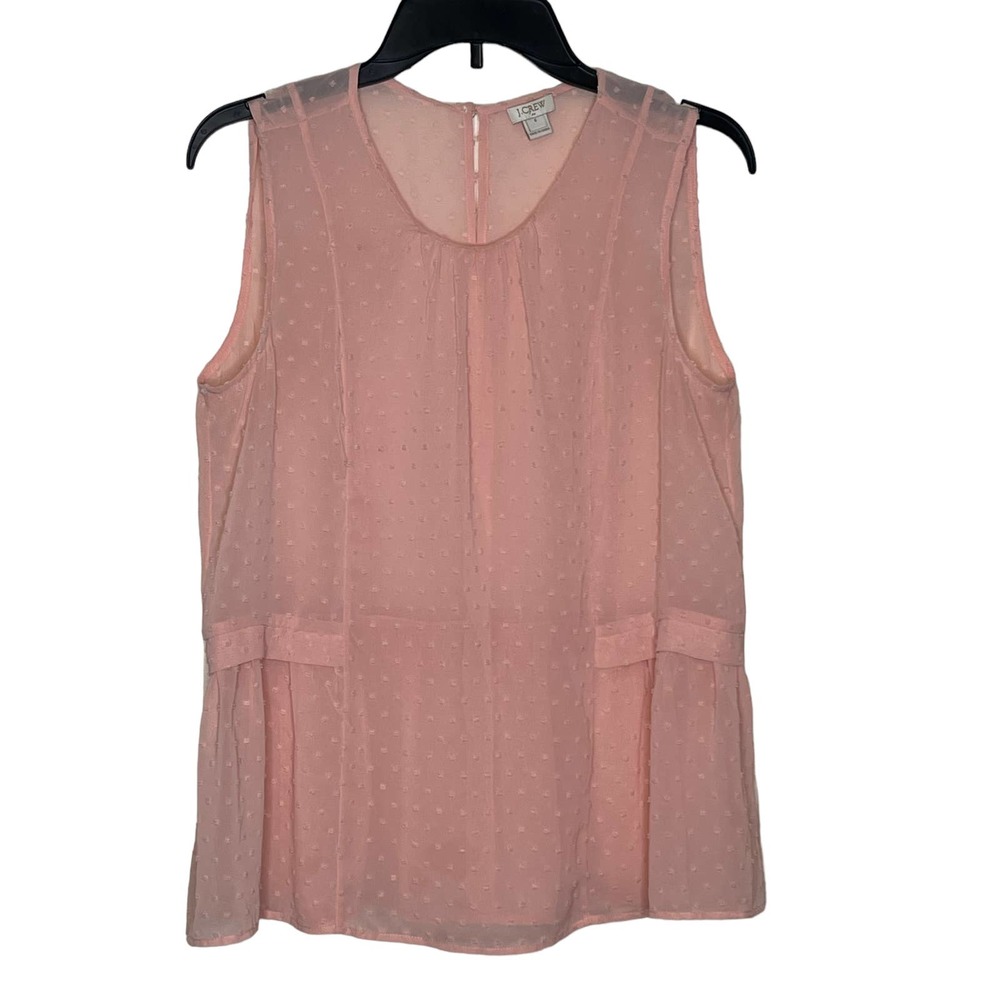 J.Crew Women's Tank Top Semi Sheer Polka Dot Peplum Lightweight  Pink Size‎ 6